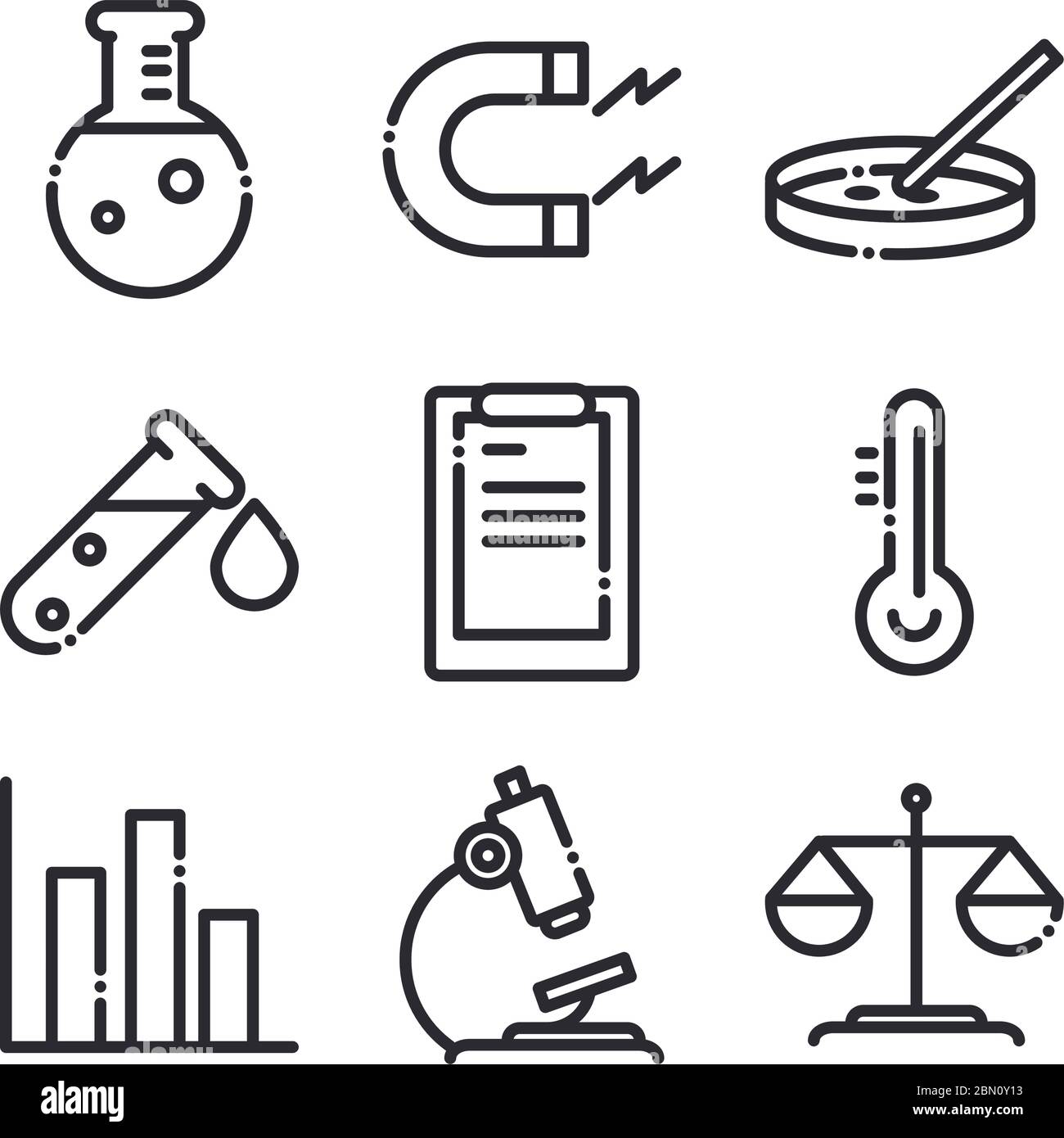 laboratorio di ricerca e scienza icone di studio collezione illustrazione vettoriale stile linea icona Illustrazione Vettoriale