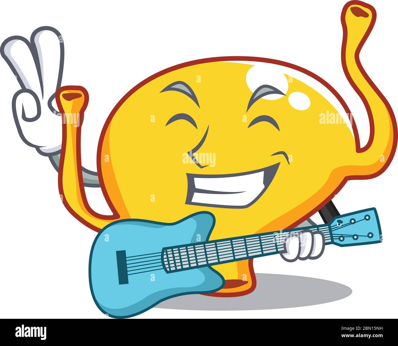 Musicista di talento del disegno di fumetto della vescica che suona una  chitarra Immagine e Vettoriale - Alamy