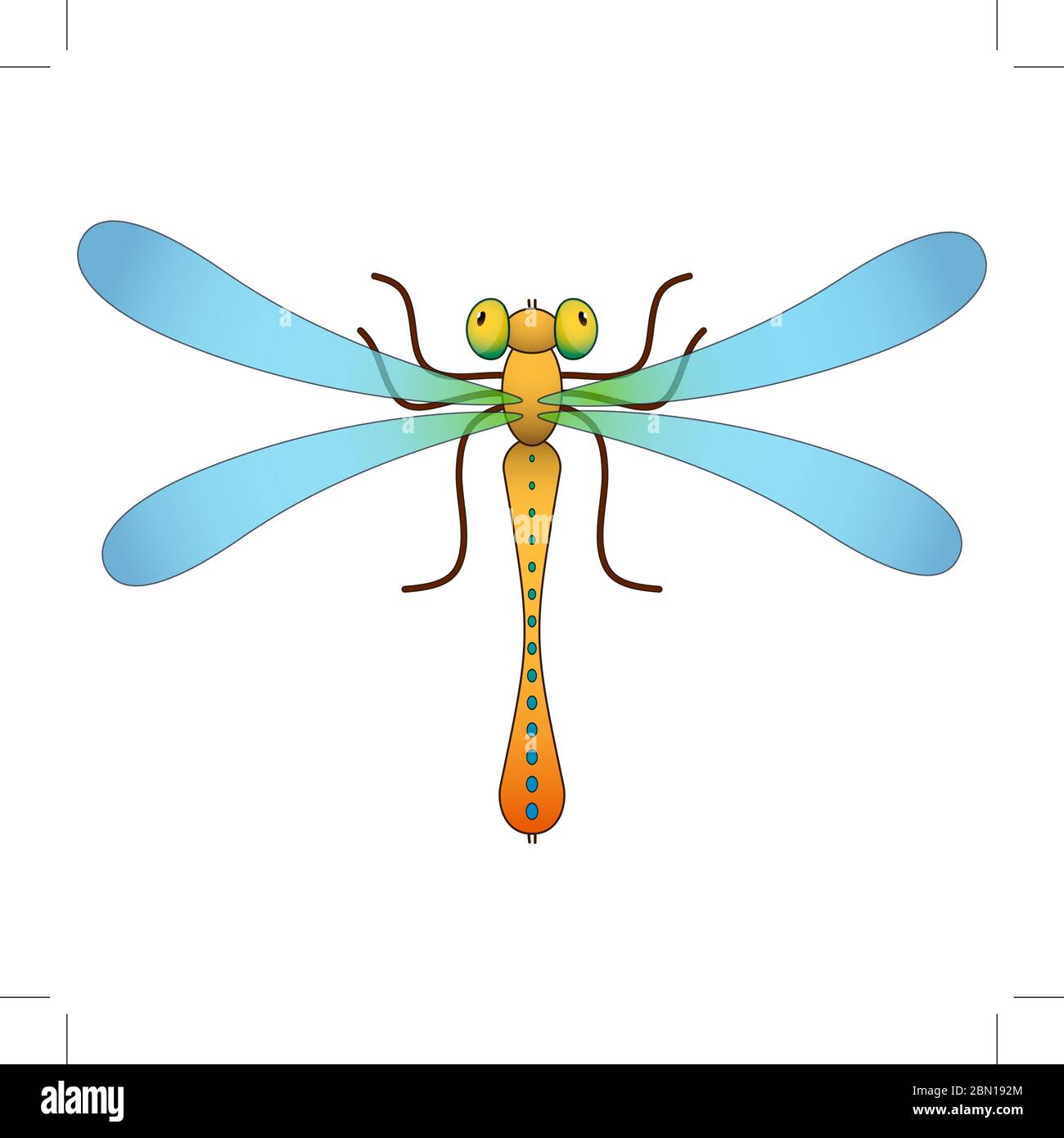 Dragonfly. Illustrazione vettoriale di oggetti isolati con cartoni colorati Illustrazione Vettoriale