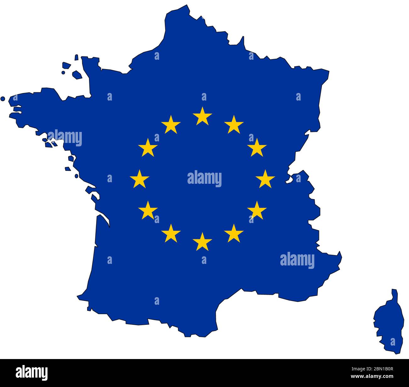 Mappa della Francia con bandiera dell'Unione europea (UE) Foto Stock