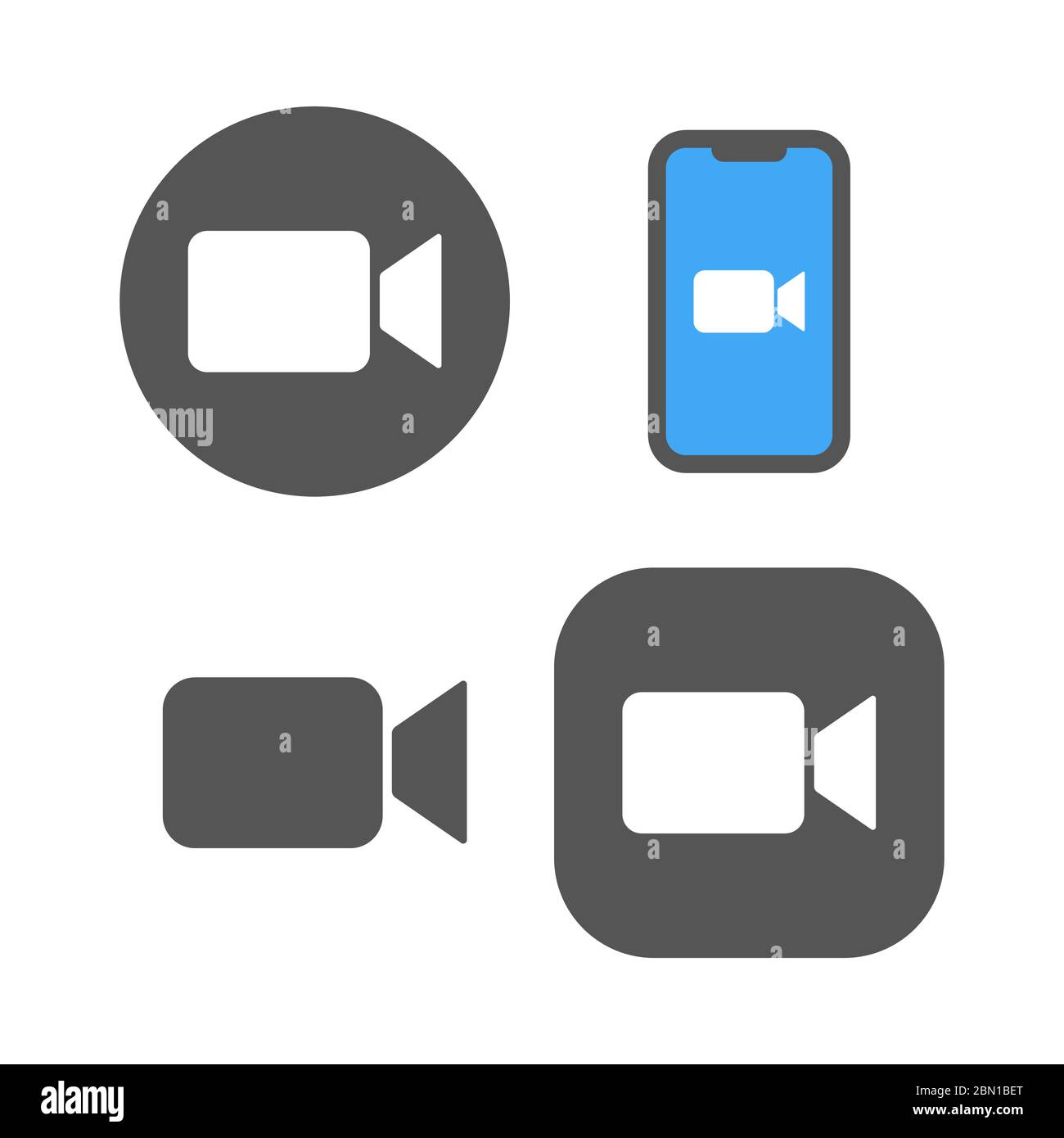 Icone della fotocamera - applicazione Live Media Streaming, videochiamate in conferenza. EPS 10 Illustrazione Vettoriale