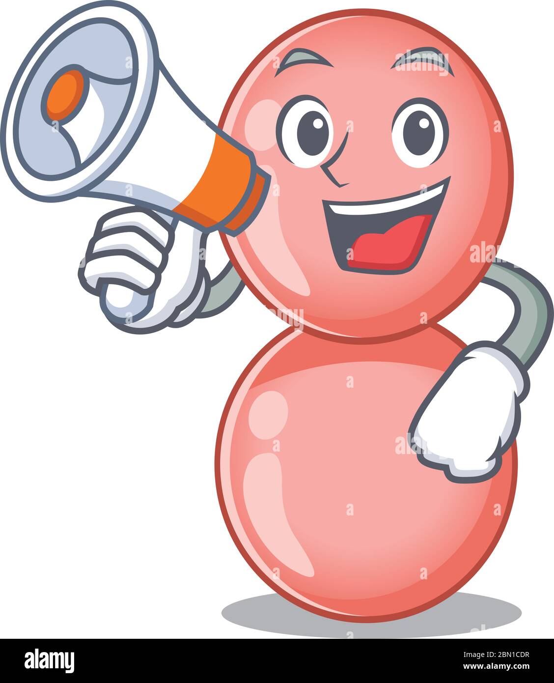 Personaggio cartoon di neisseria gonorrheae con un megafone Illustrazione Vettoriale