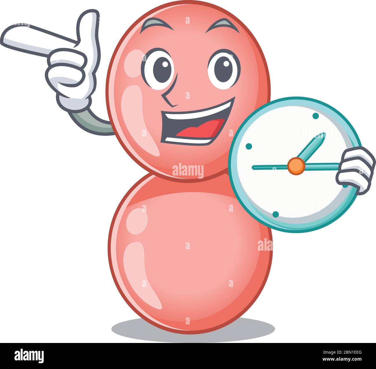 Neisseria gonorrheae mascotte design concetto sorridente con orologio Illustrazione Vettoriale