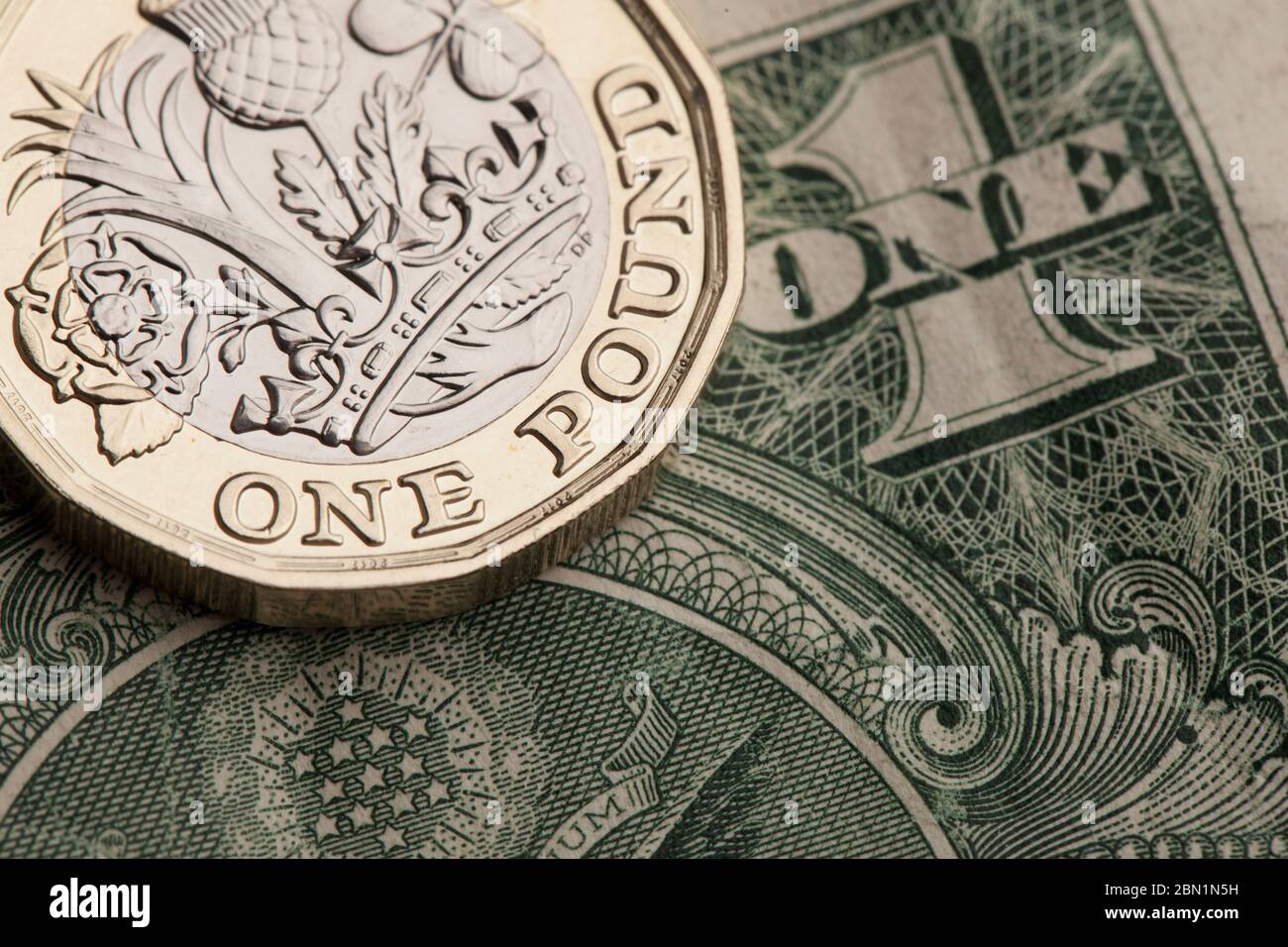 Sterlina britannica e valuta del dollaro americano. Concetto di commercio finanziario Foto Stock