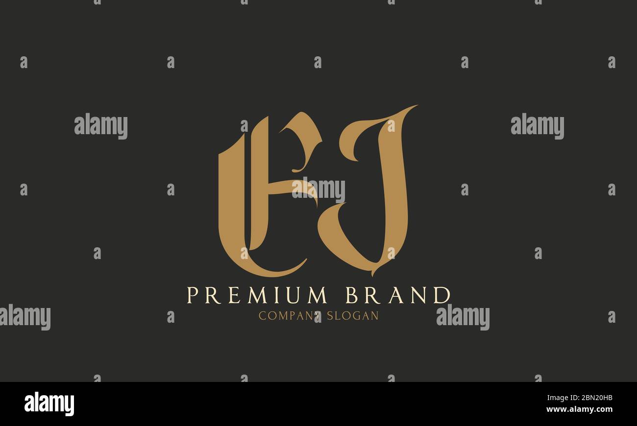 Logo iniziale pulito e minimale. EJ JE e KJ lettera caratteri creativi simbolo icona monogramma. Design vettoriale elegante e di lusso universale Illustrazione Vettoriale