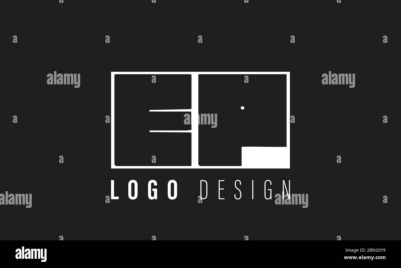 Vettore modello di disegno iniziale del logo EP Illustrazione Vettoriale