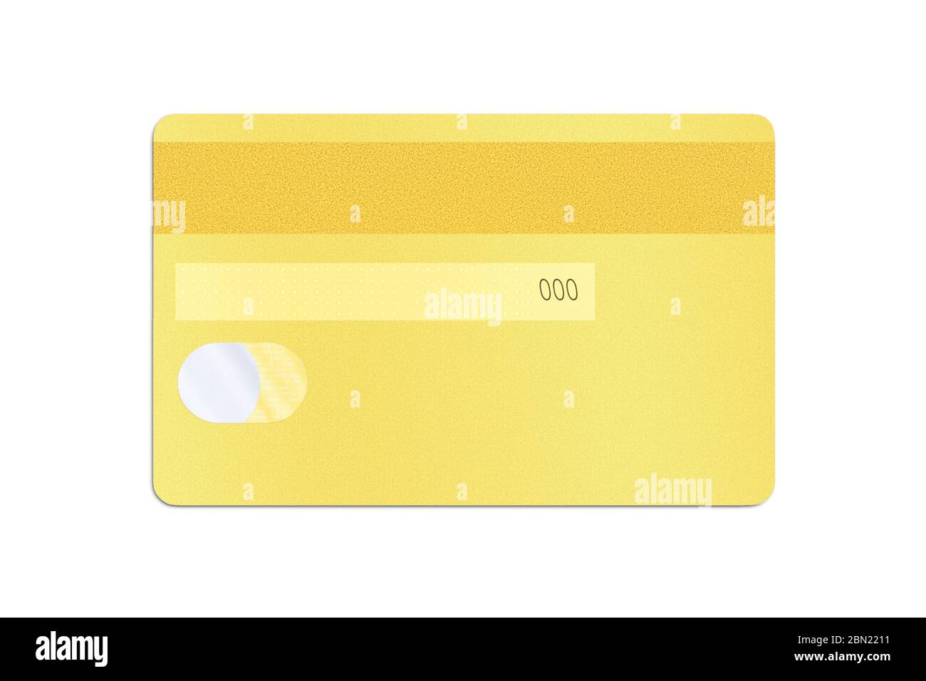 Retro di una carta di credito dorata con un adesivo olografico e codice di  sicurezza isolato su sfondo bianco. Elemento di disegno salvato con il  quadretto di ritaglio Foto stock - Alamy