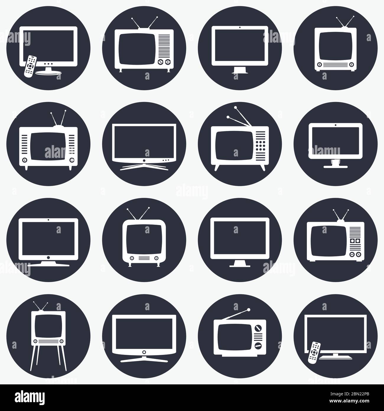 Icone TV in stile piatto Illustrazione Vettoriale