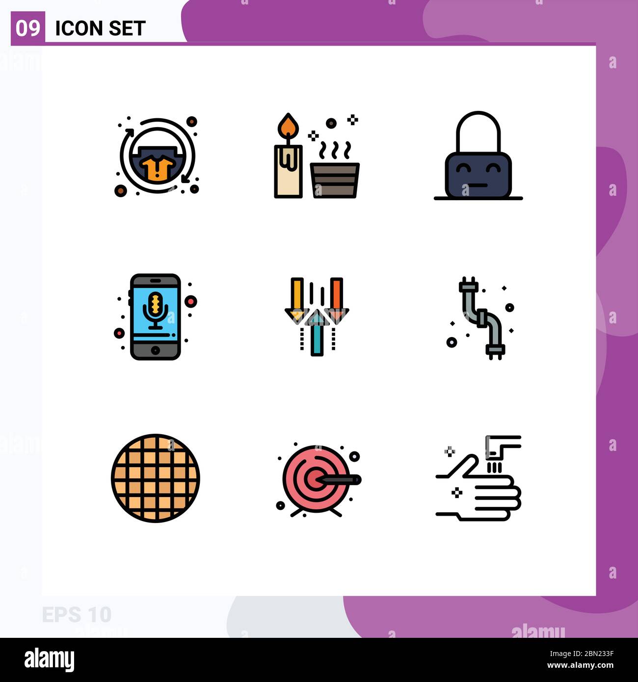 Pacchetto icone vettoriali di 9 simboli e insegne per smartphone, telefono, benessere, cellulare, elementi di progettazione vettoriale modificabili da genitori Illustrazione Vettoriale