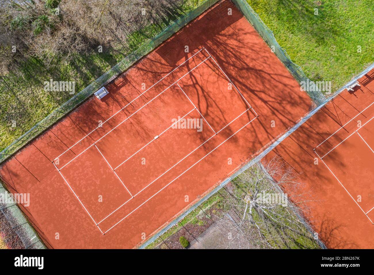 un campo da tennis dall'alto Foto Stock