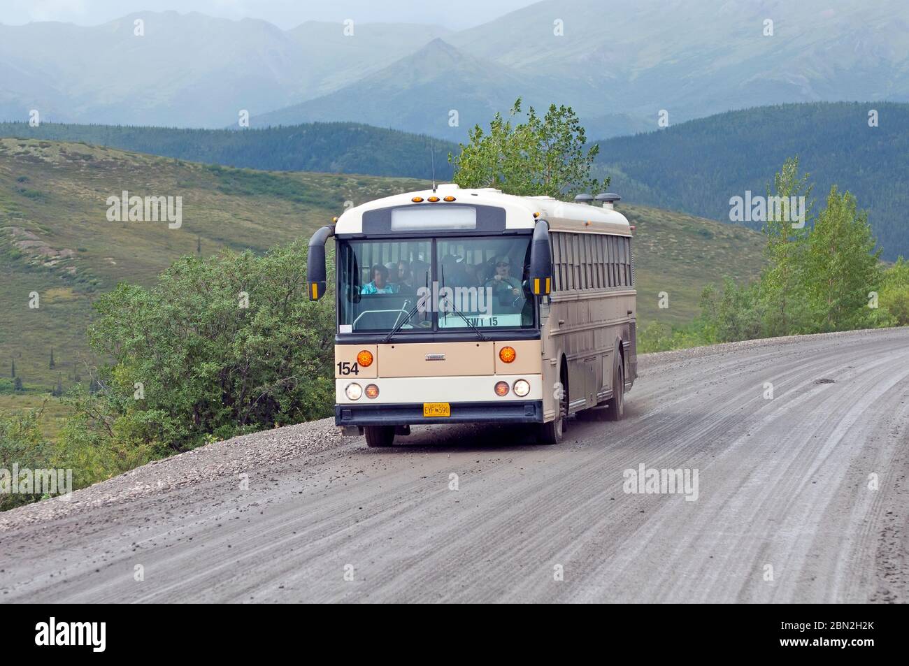 Autobus stradale Denali , Alaska , Stati Uniti Foto Stock