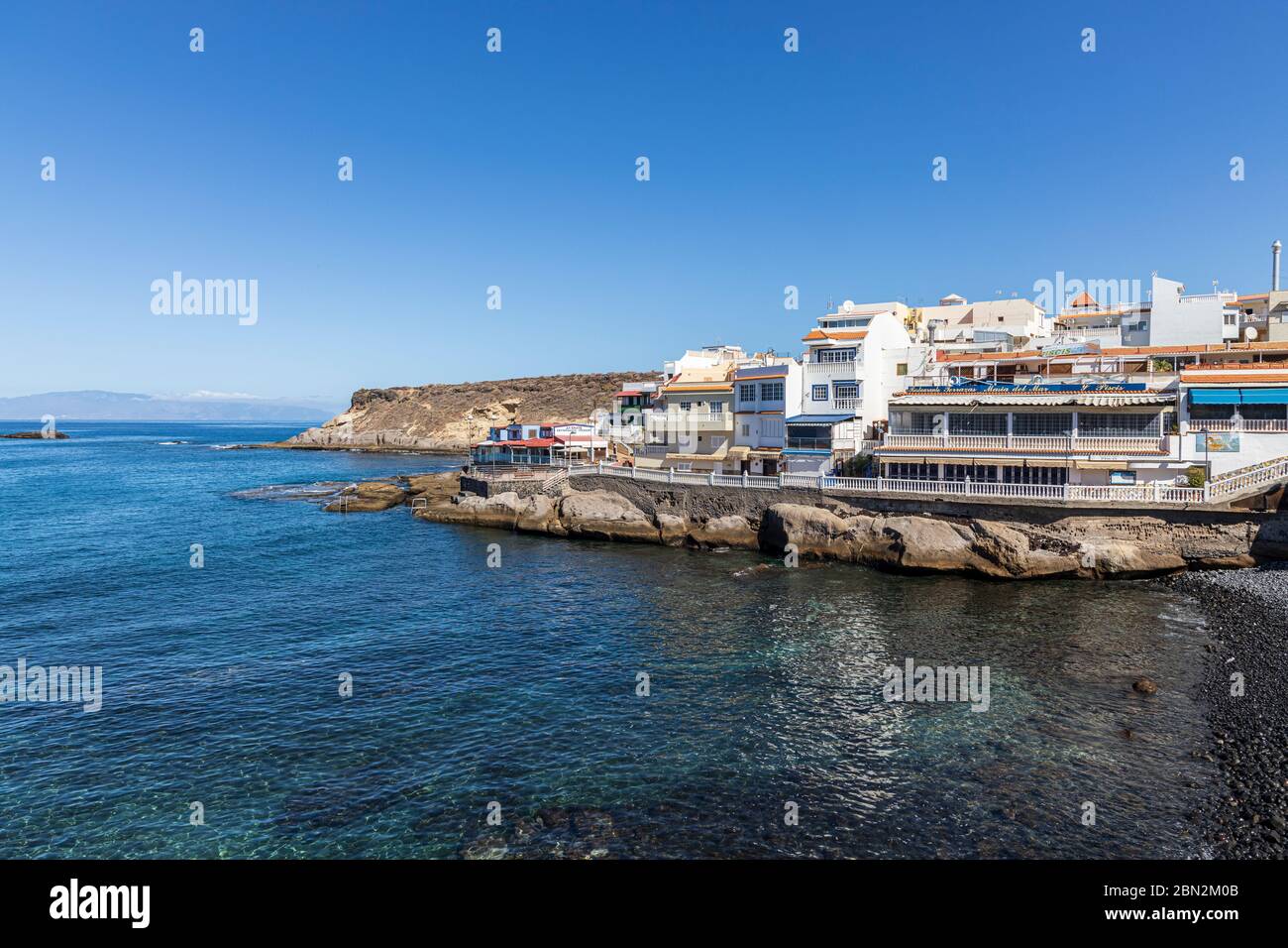 Ristoranti e tapas bar sulla costa a la Caleta, Costa Adeje, Tenerife, Isole Canarie, Spagna Foto Stock
