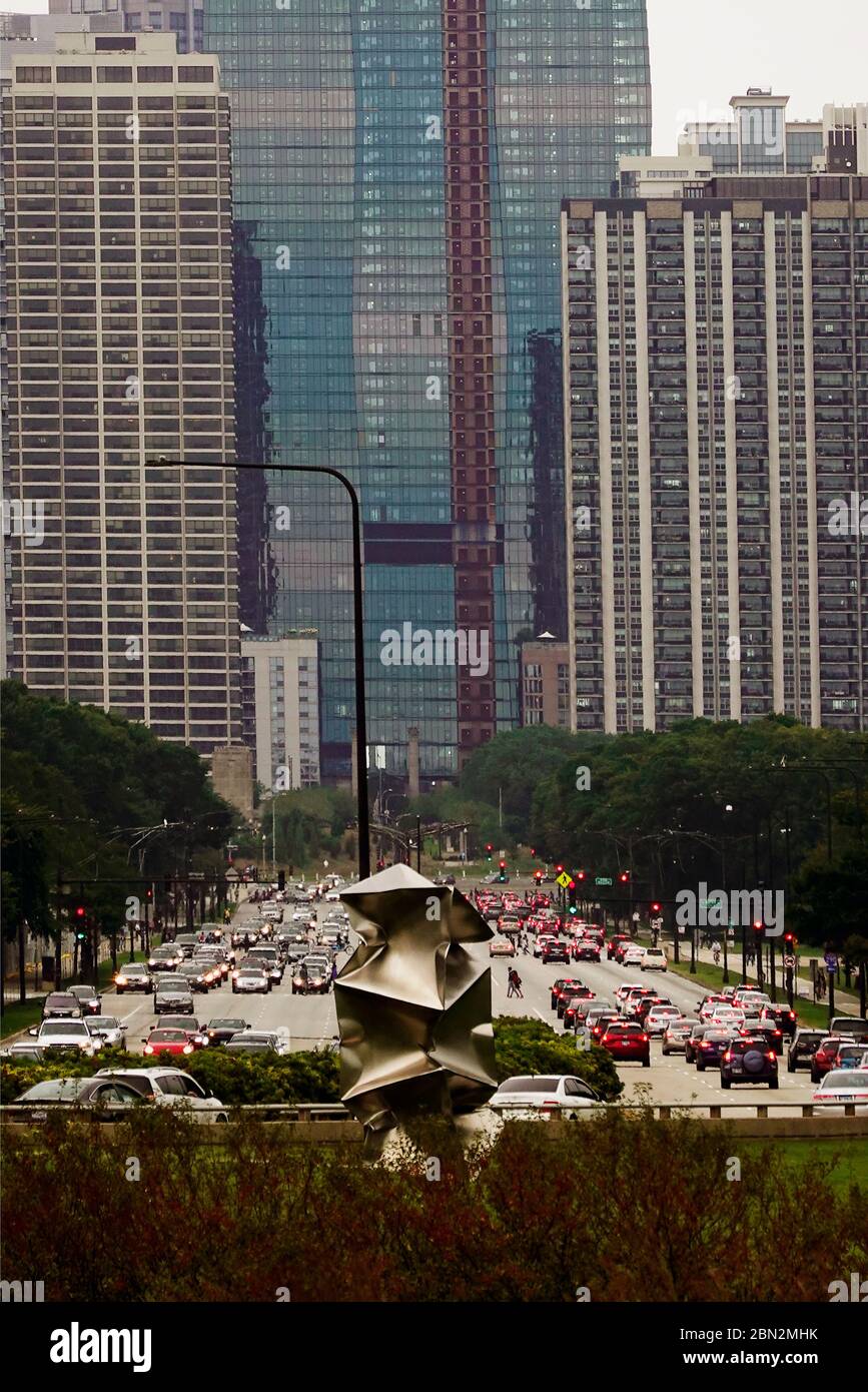 Traffico sul lungolago in Chicago, Illinois Foto Stock