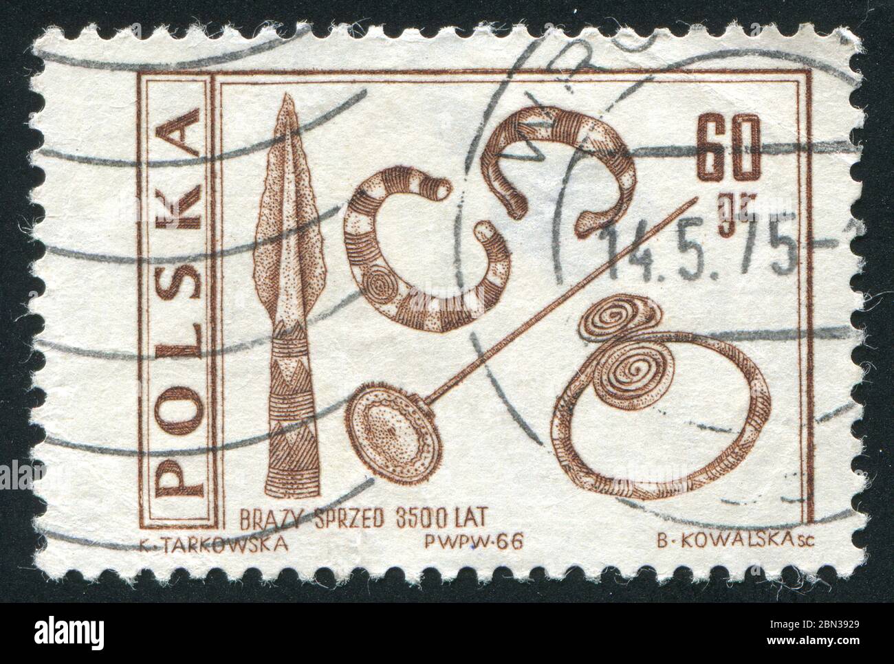 POLONIA - CIRCA 1966: L'arma antica e ornamenti. Arhiologichesky artefatti, circa 1966. Foto Stock