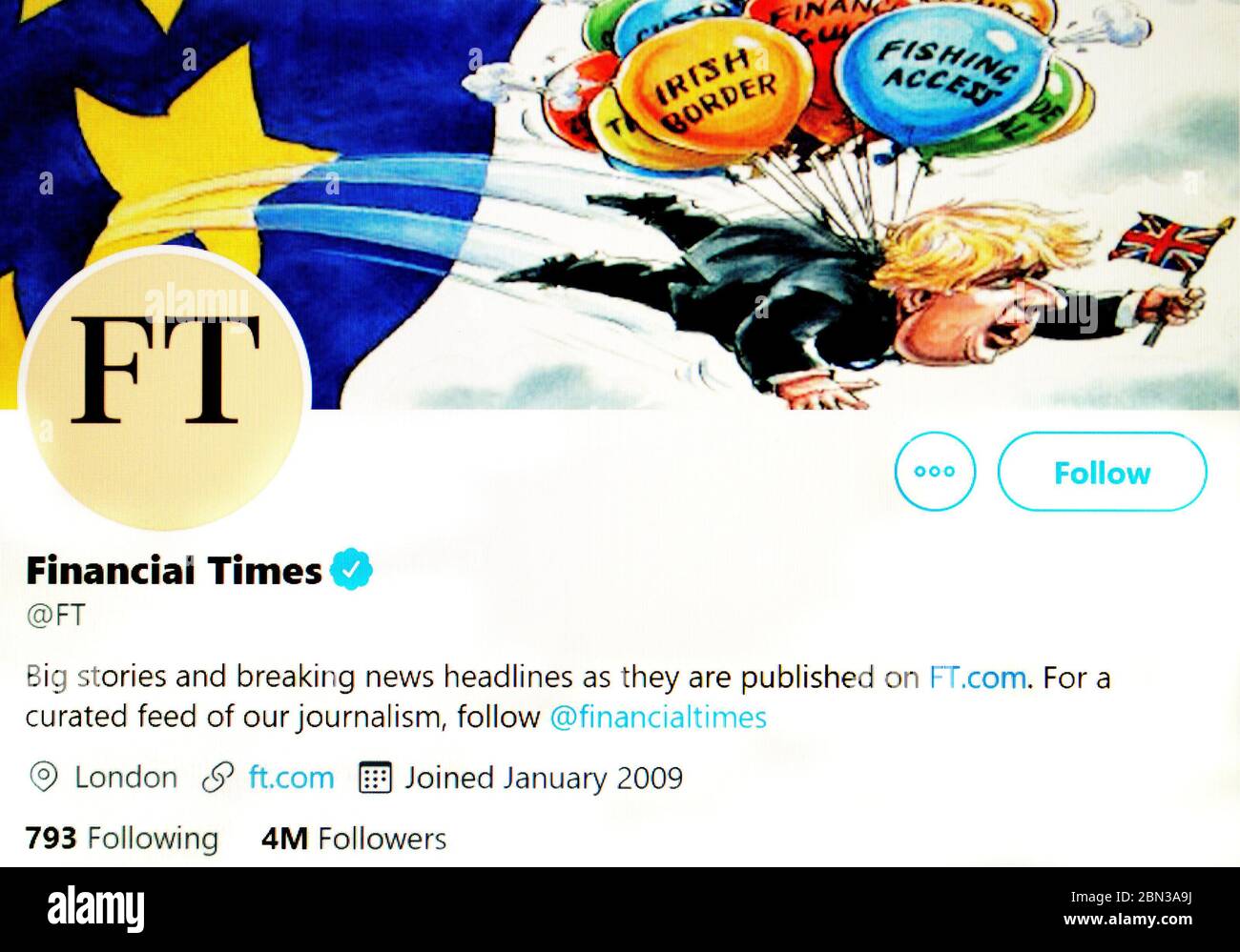Pagina Twitter (maggio 2020) : GIORNALE FT / Financial Times Foto Stock