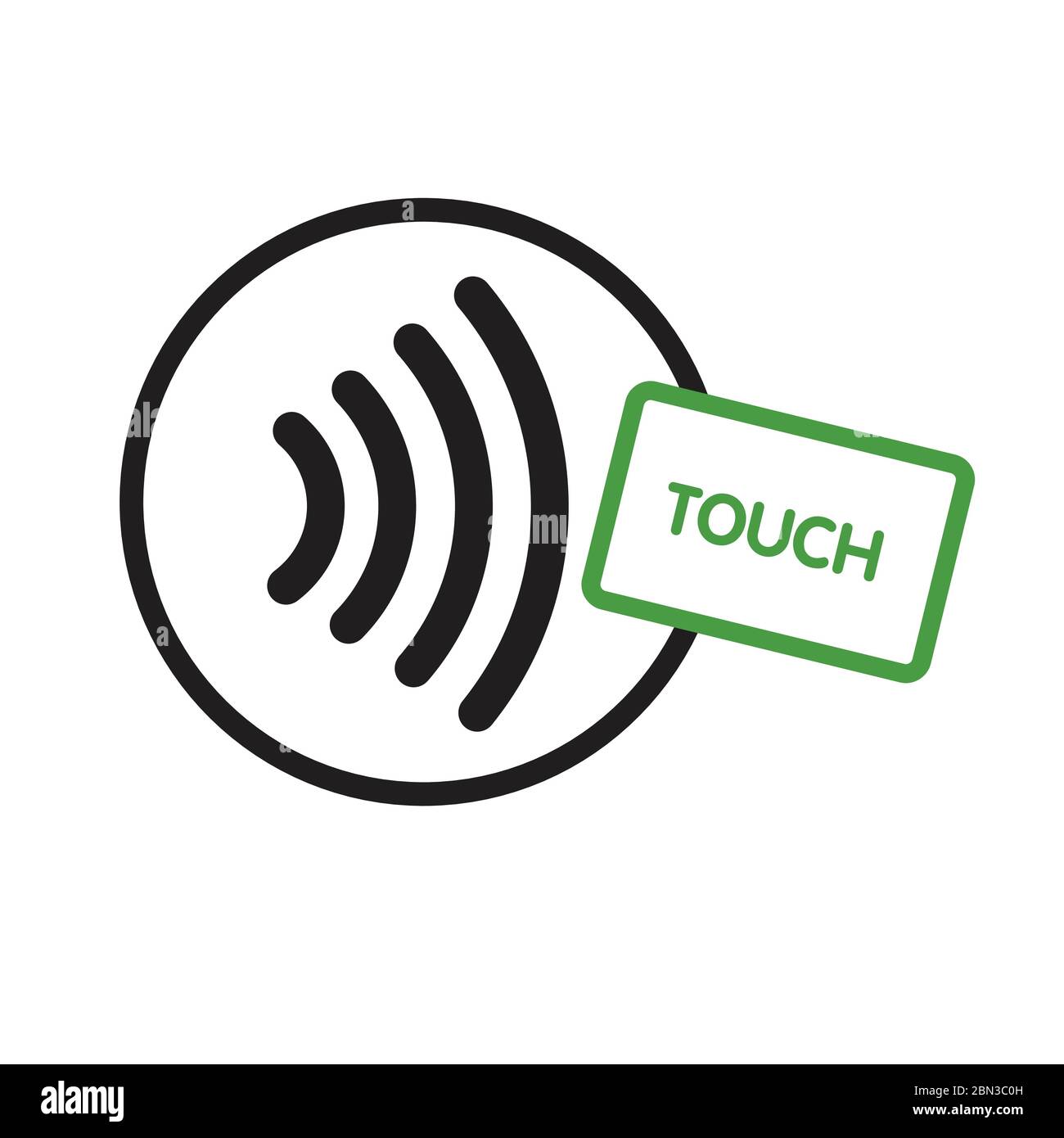 Logo del Pay Sign wireless NFC senza contatto. Carta di credito NFC Payment Vector Concept Illustrazione Vettoriale