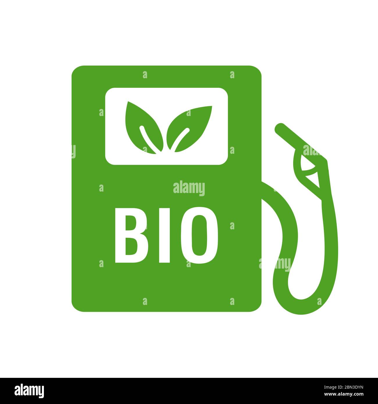 Stazione di gas per biocarburanti. Icona Vector - carburante alternativo ecologico. Isolato su sfondo bianco. Illustrazione Vettoriale