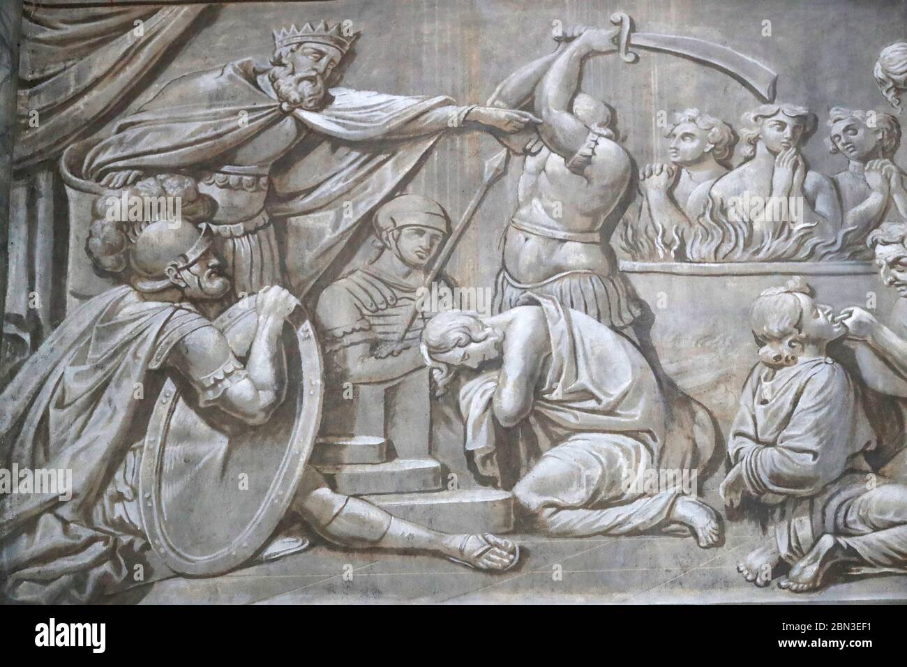 Cattedrale di Chambery. Dipinti a muro. I Maccabei martyrsÓwere sono un gruppo di ebrei torturati a morte durante la persecuzione da parte del re Antioco IV Foto Stock