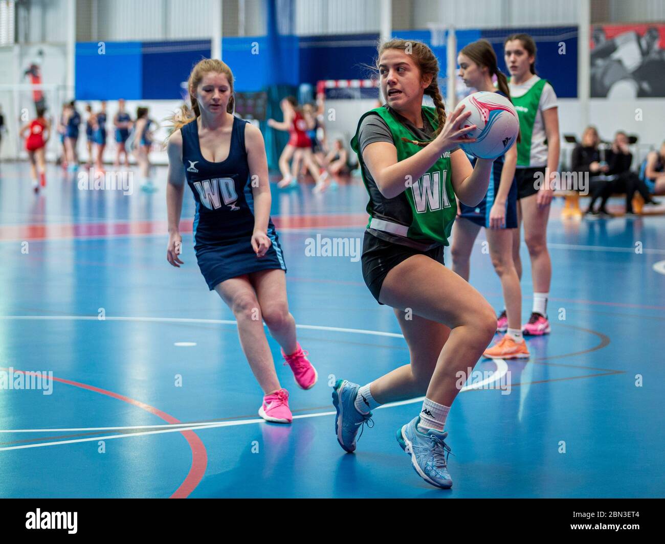 CARDIFF, REGNO UNITO. 13 Feb 2020. Megan Woart in azione per i vincitori Mountain Ash Comprehensive School alla Casa dello Sport di Cardiff, Galles. Foto © Matthew Lofthouse - fotografo freelance. Foto Stock