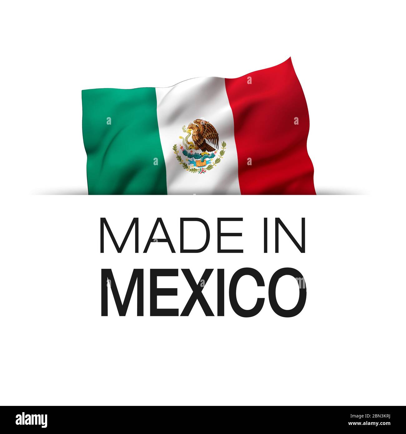 Made in Mexico - etichetta di garanzia con bandiera messicana. Illustrazione 3D. Foto Stock