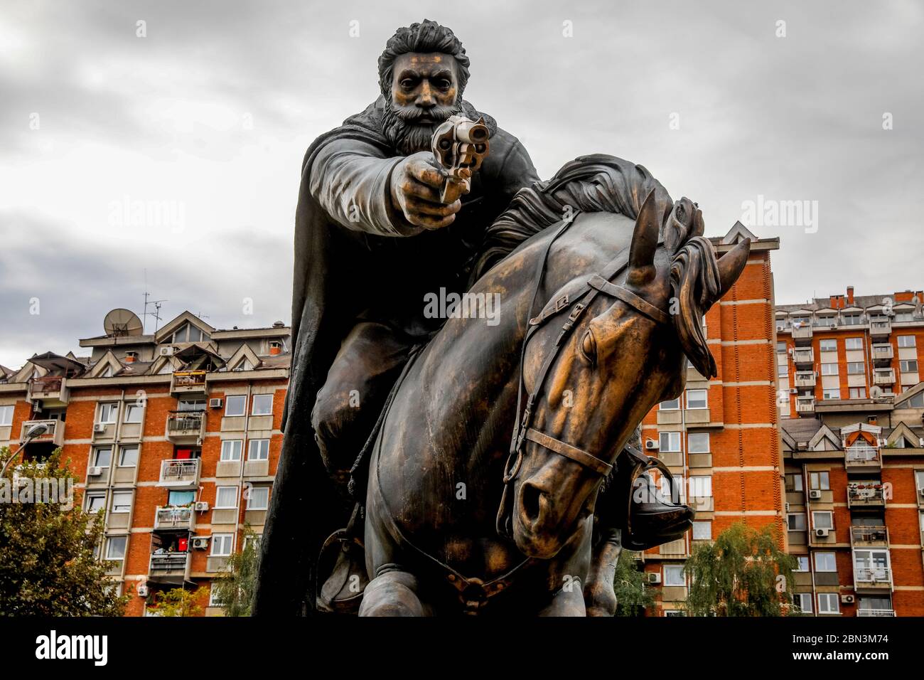 Statua a Skopje, Repubblica di Macedonia. Foto Stock