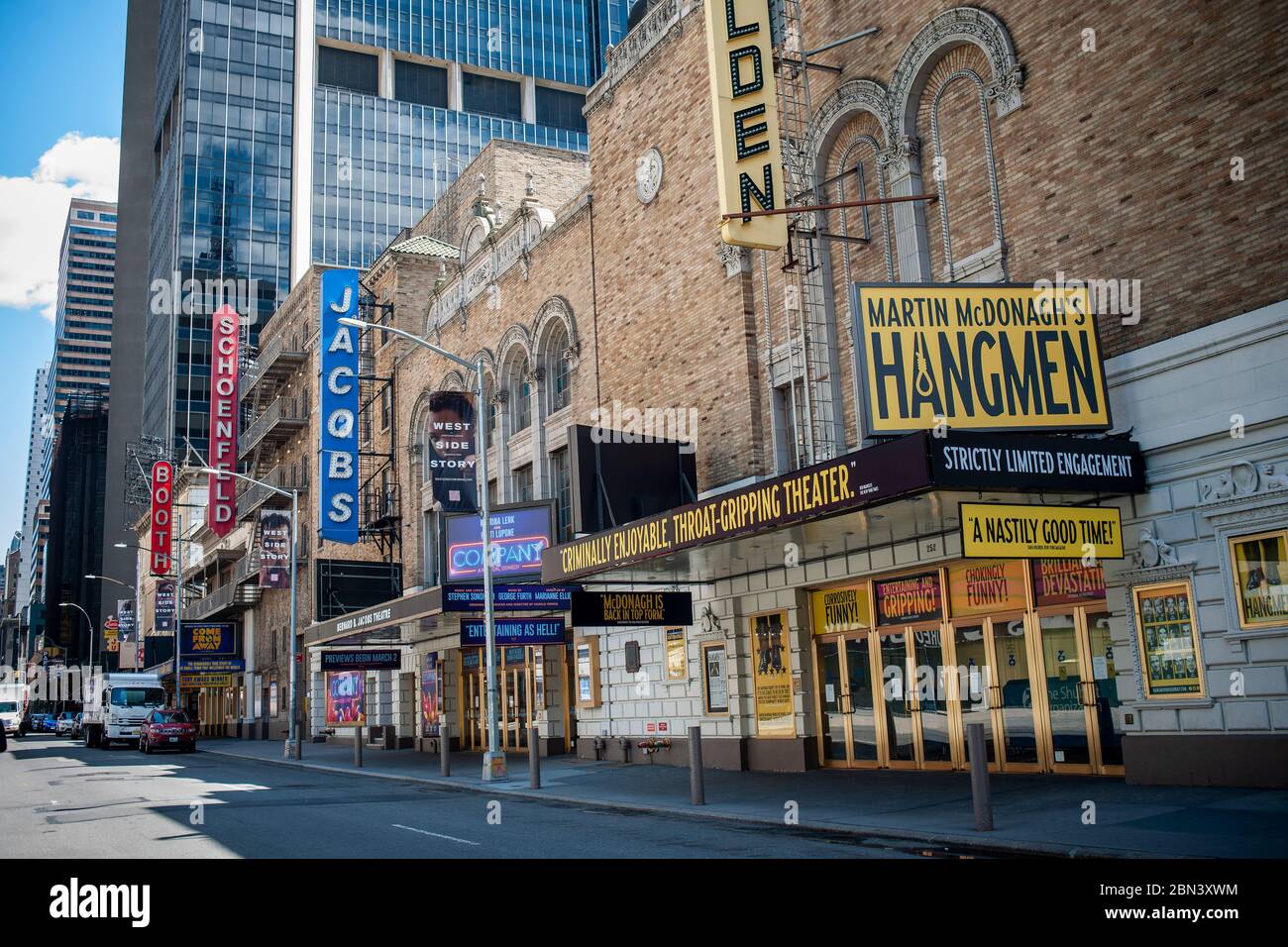 Chiuso teatri di Broadway a New York a causa della pandemia COVID-19 Giovedi, 7 maggio 2020. (© Richard B. Levine) Foto Stock