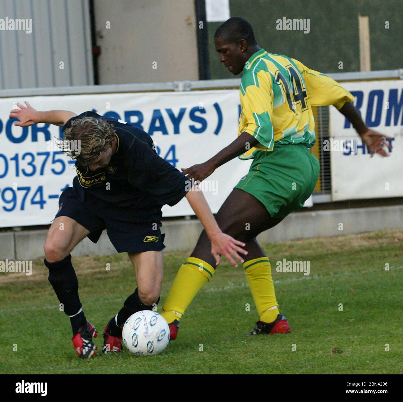 AVELEY, REGNO UNITO. 16 LUGLIO: Scogliera Akurang di Dagenham durante amichevole tra Thurrock FC e West Ham Uniti allo stadio Ship Lane, Aveley il 16 luglio, 2 Foto Stock