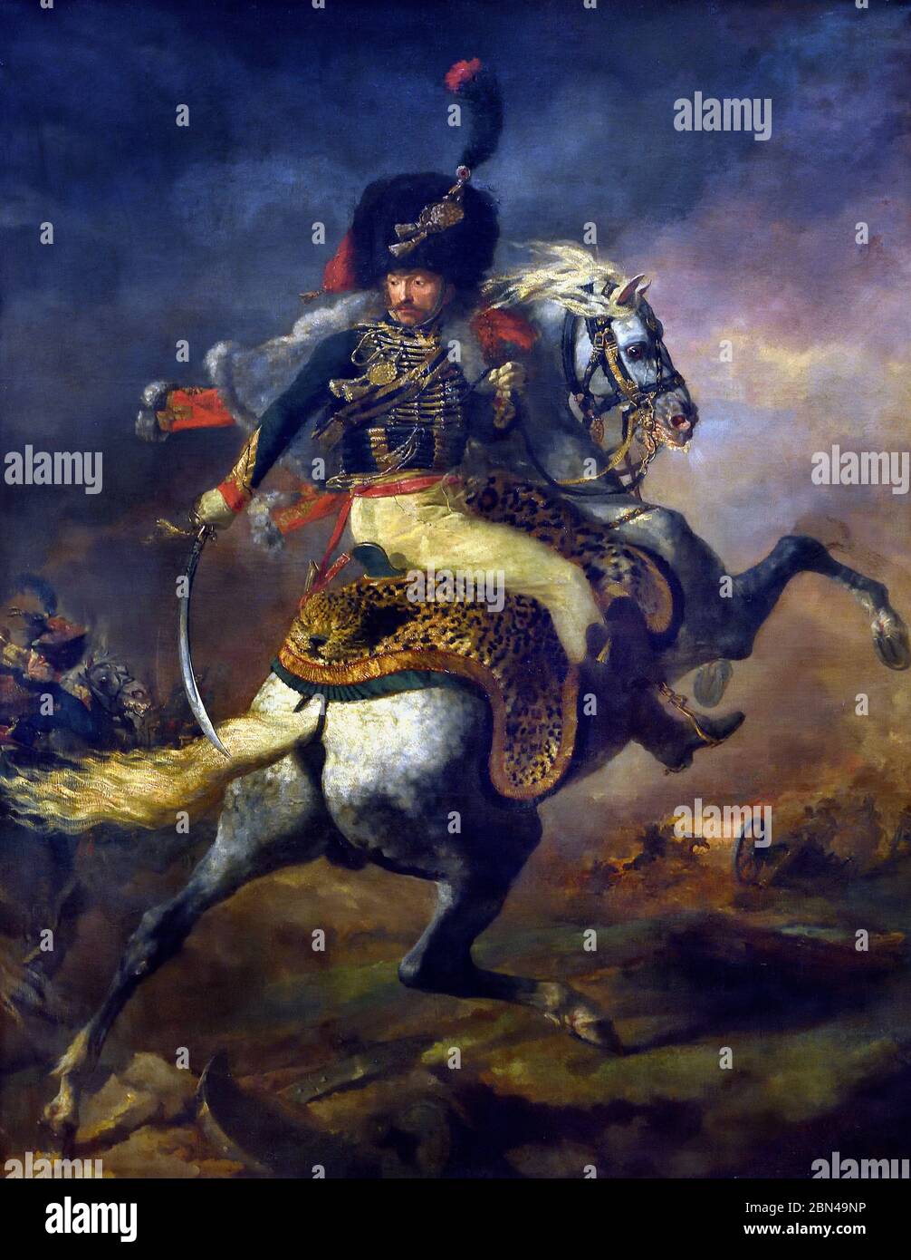 Officier de chasseur à cheval de la garde impériale chargeant ufficiale della guardia imperiale che addebita 1812 da Théodore Géricault France, francese. Foto Stock