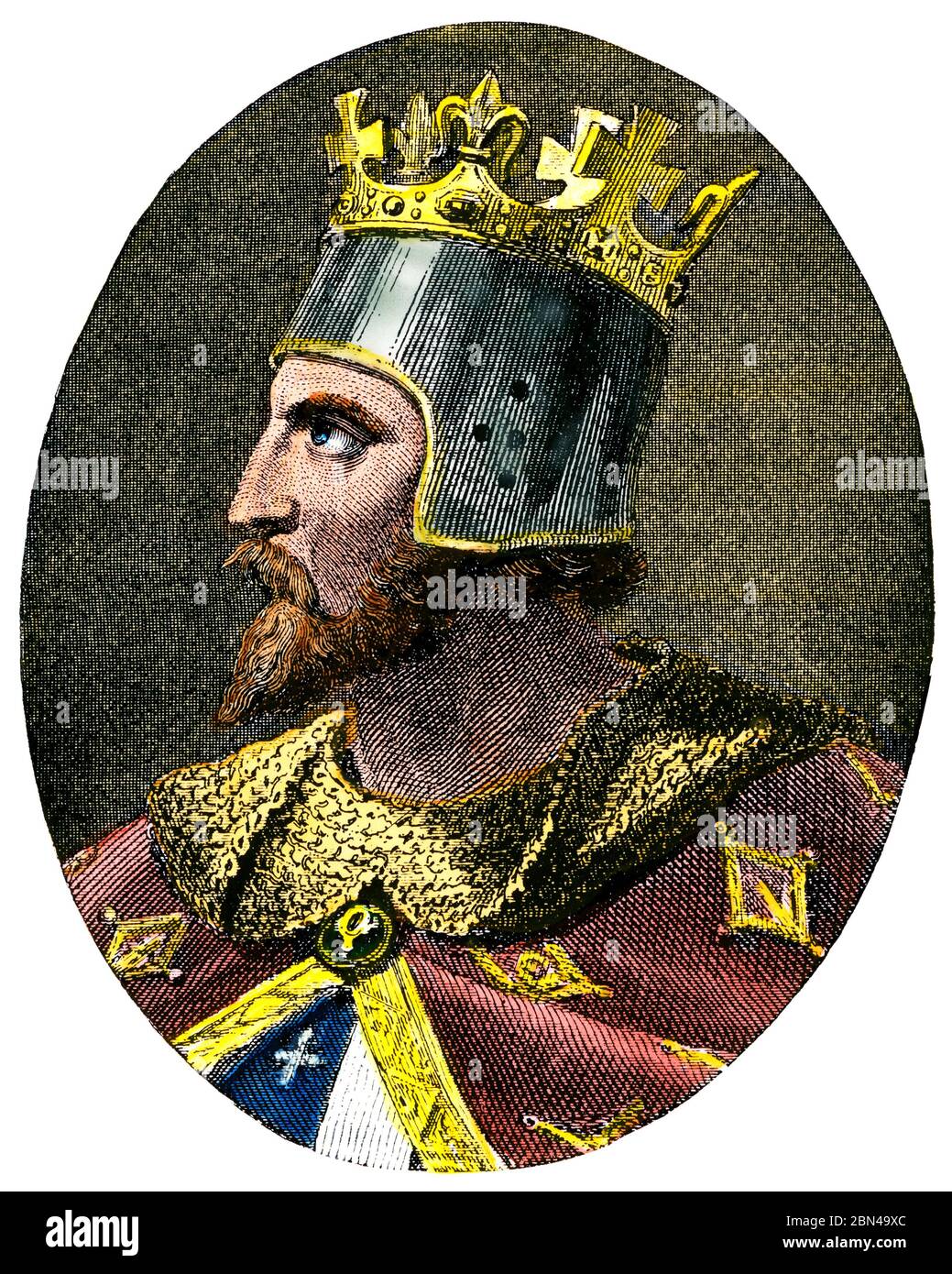 Re d'Inghilterra Richard i, 'il cuore di Lionehearted.' Mezzitoni colorati a mano di un'illustrazione Foto Stock