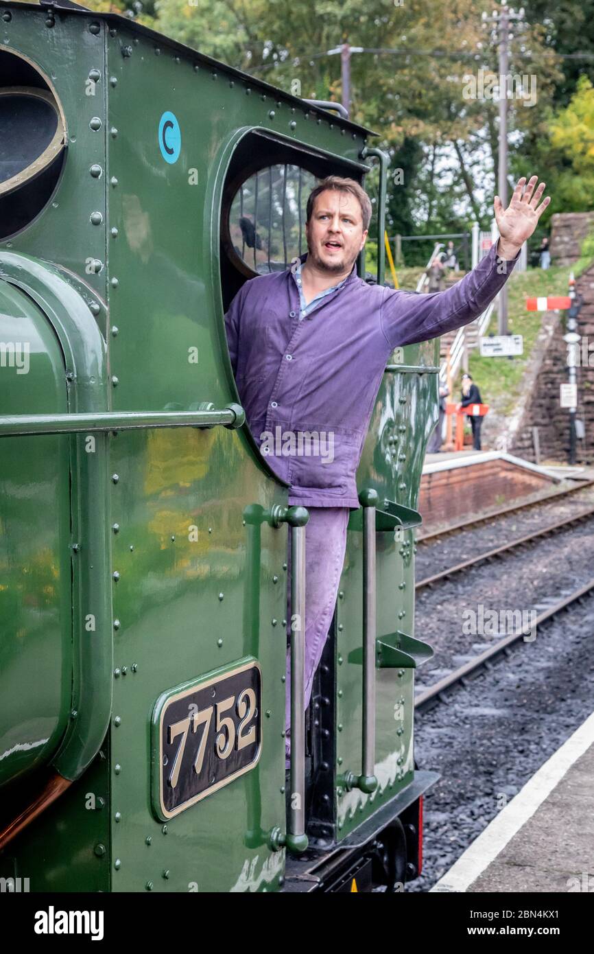 BR '57xx' 0-6-0 No. 7752, i Vescovi Lydeard sulla West Somerset Railway durante il loro gala a vapore d'autunno Foto Stock