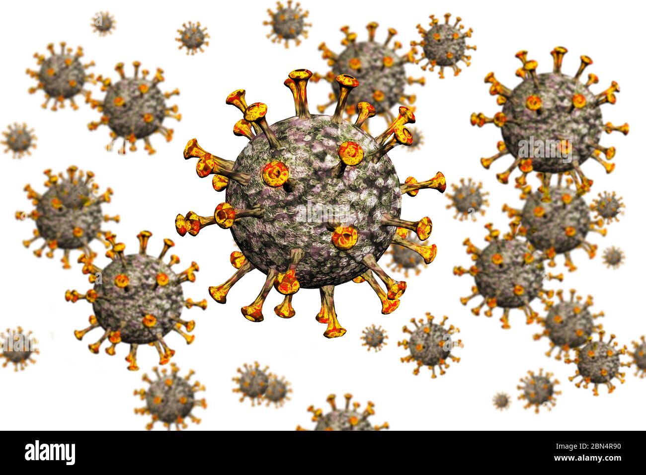 Covid 19 Coronavirus illustrazione grafica sfondo bianco Foto Stock