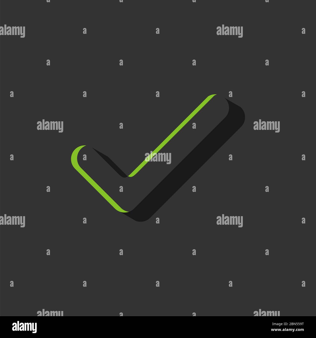 Disegno Dell'Illustrazione Del Modello Del Logo Del Segno Di Spunta Verde. Vettore EPS 10. Foto Stock