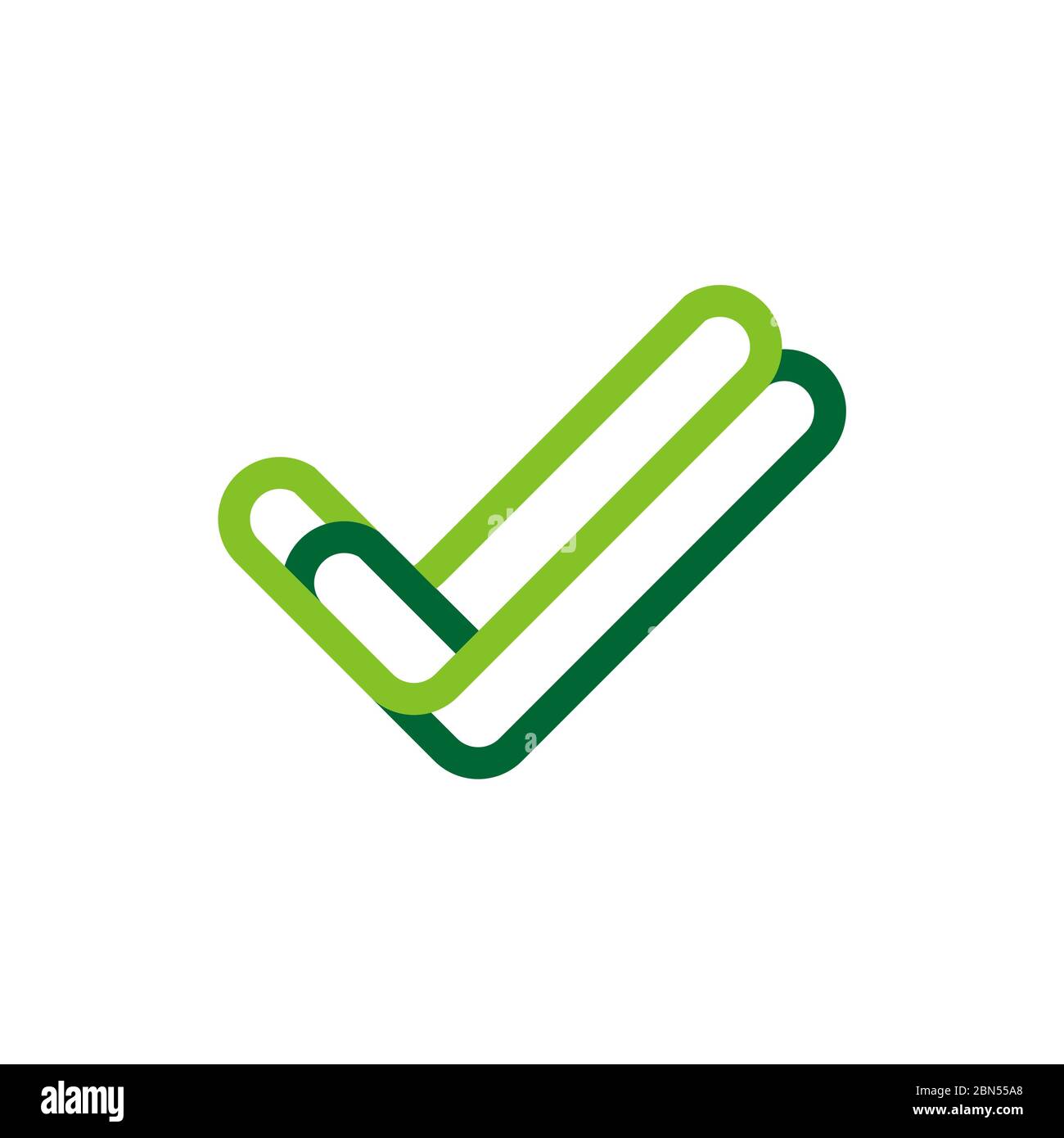 Disegno Dell'Illustrazione Del Modello Del Logo Del Segno Di Spunta Verde. Vettore EPS 10. Foto Stock