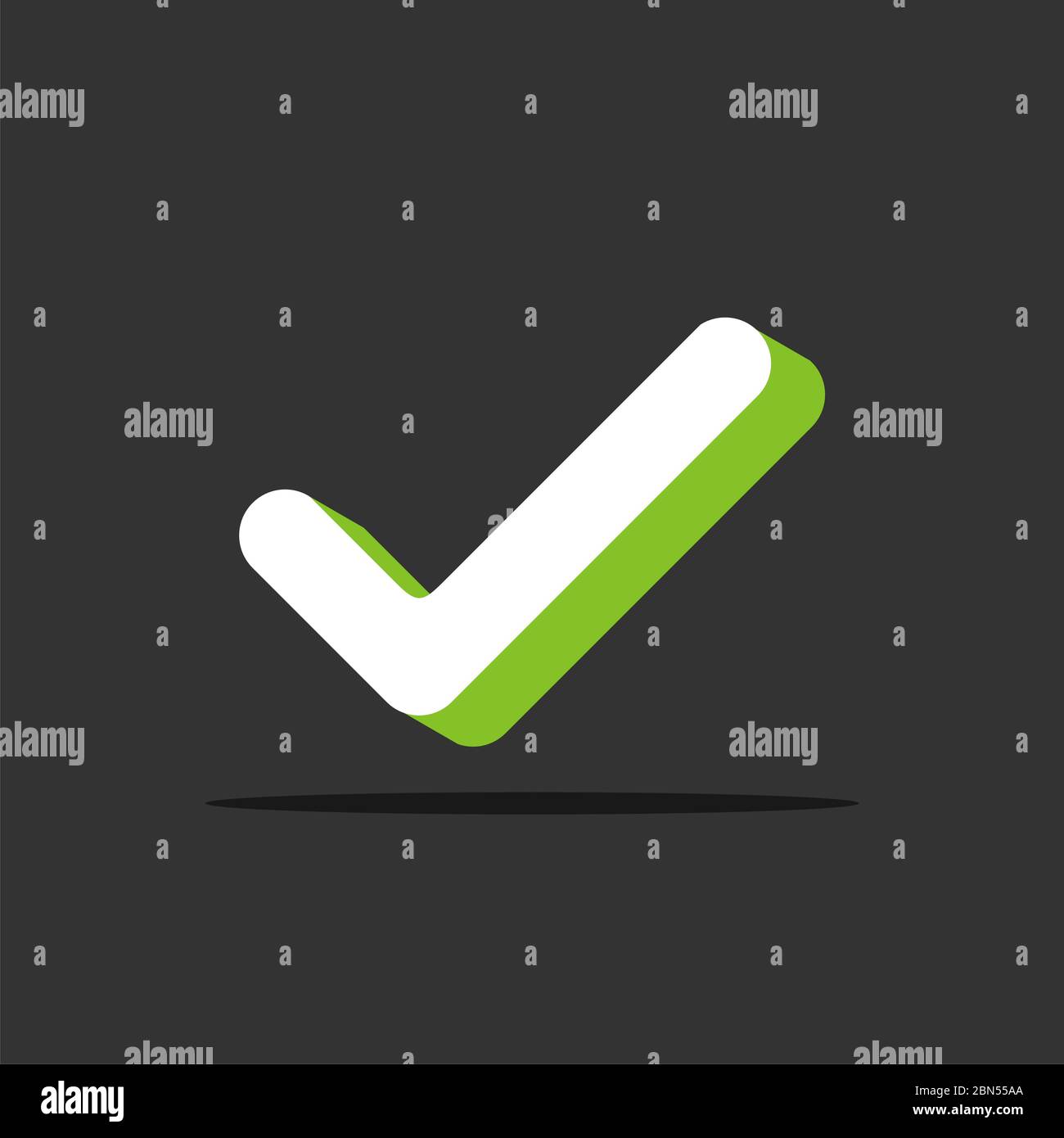 Disegno Dell'Illustrazione Del Modello Del Logo Del Segno Di Spunta Verde. Vettore EPS 10. Foto Stock