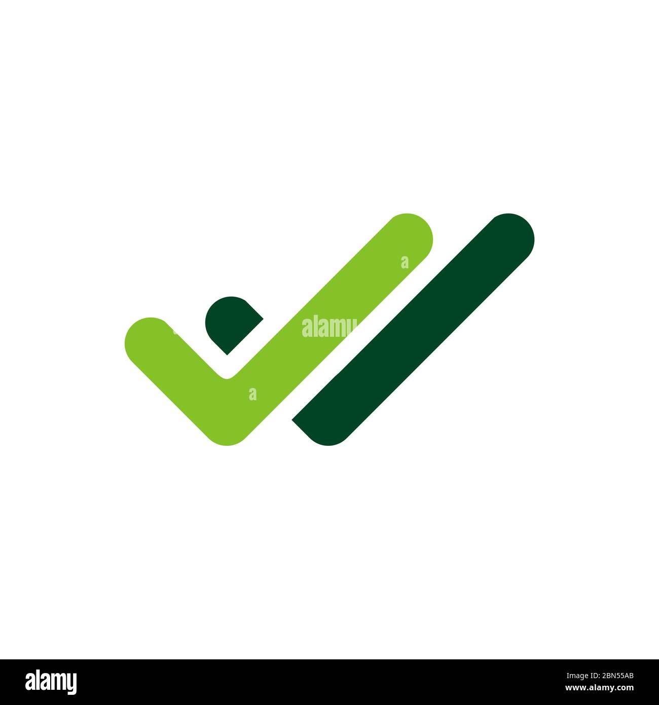 Disegno Dell'Illustrazione Del Modello Del Logo Del Segno Di Spunta Verde. Vettore EPS 10. Foto Stock