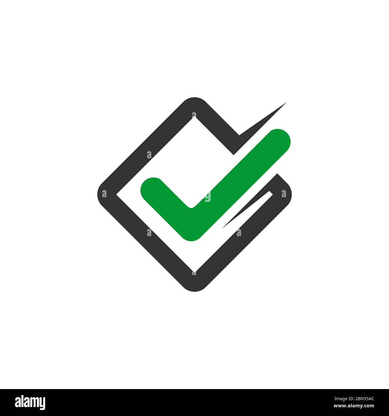 Disegno Dell'Illustrazione Del Modello Del Logo Del Segno Di Spunta Verde. Vettore EPS 10. Foto Stock