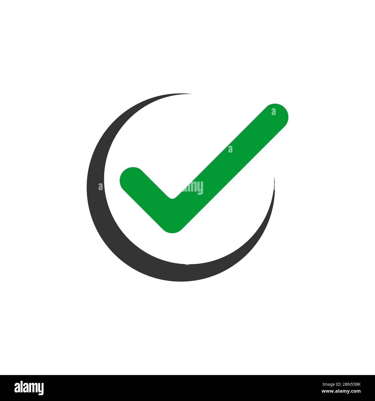 Disegno Dell'Illustrazione Del Modello Del Logo Del Segno Di Spunta Verde. Vettore EPS 10. Foto Stock