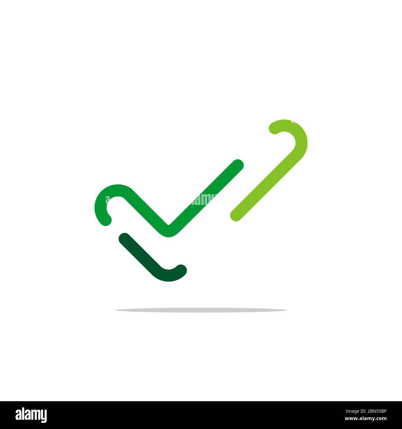 Disegno Dell'Illustrazione Del Modello Del Logo Del Segno Di Spunta Verde. Vettore EPS 10. Foto Stock