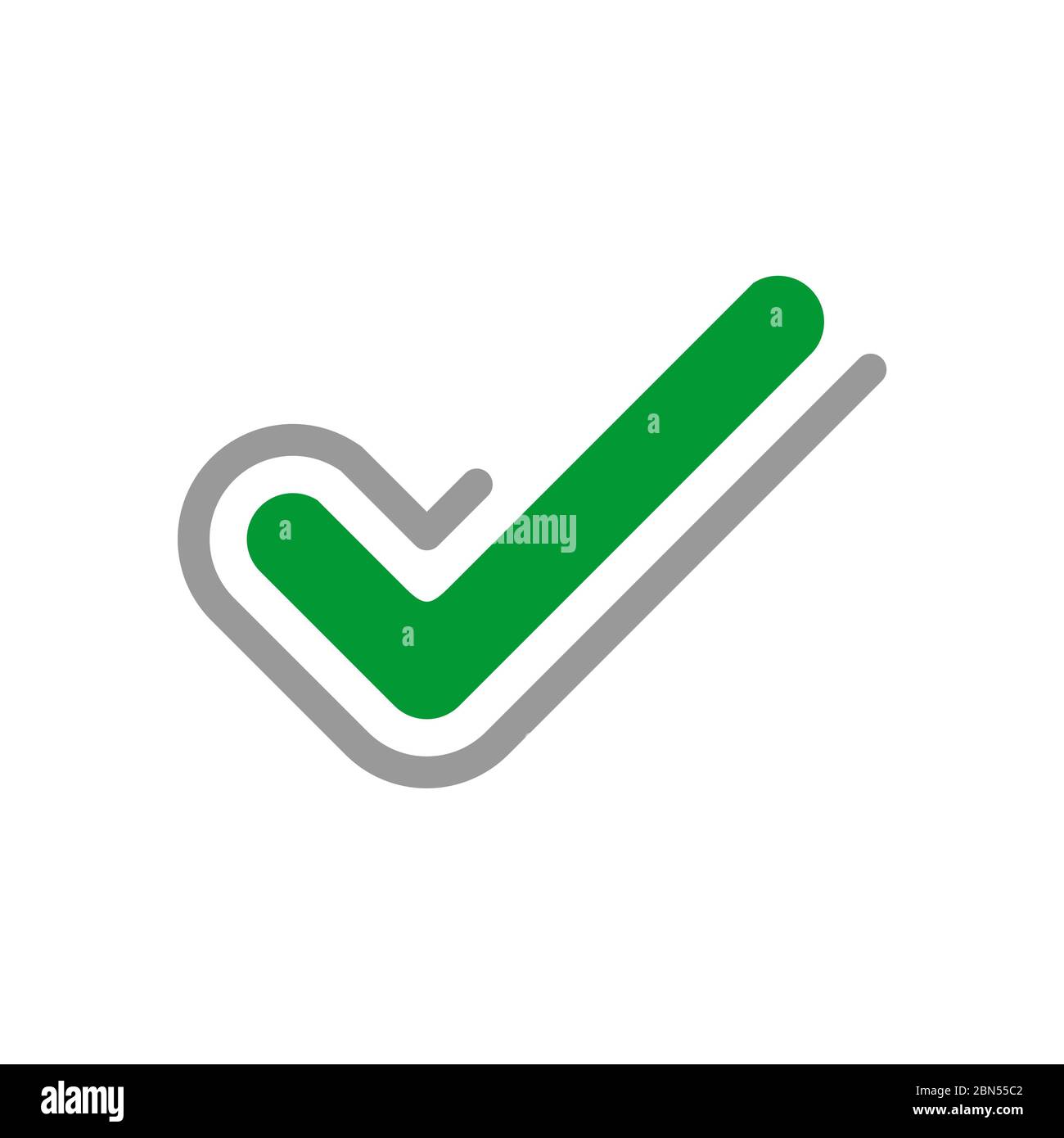 Disegno Dell'Illustrazione Del Modello Del Logo Del Segno Di Spunta Verde. Vettore EPS 10. Foto Stock