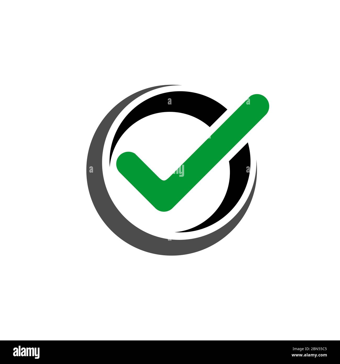 Disegno Dell'Illustrazione Del Modello Del Logo Del Segno Di Spunta Verde. Vettore EPS 10. Foto Stock