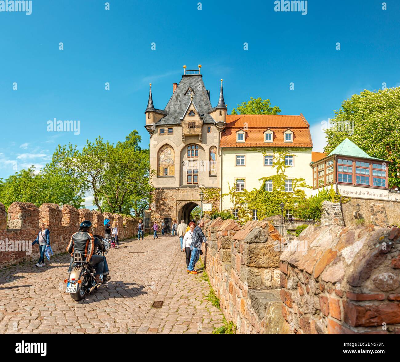 Porta del Castello e Museo della Casa porta del Albrechtsburg di Meissen, Sassonia, Germania Foto Stock
