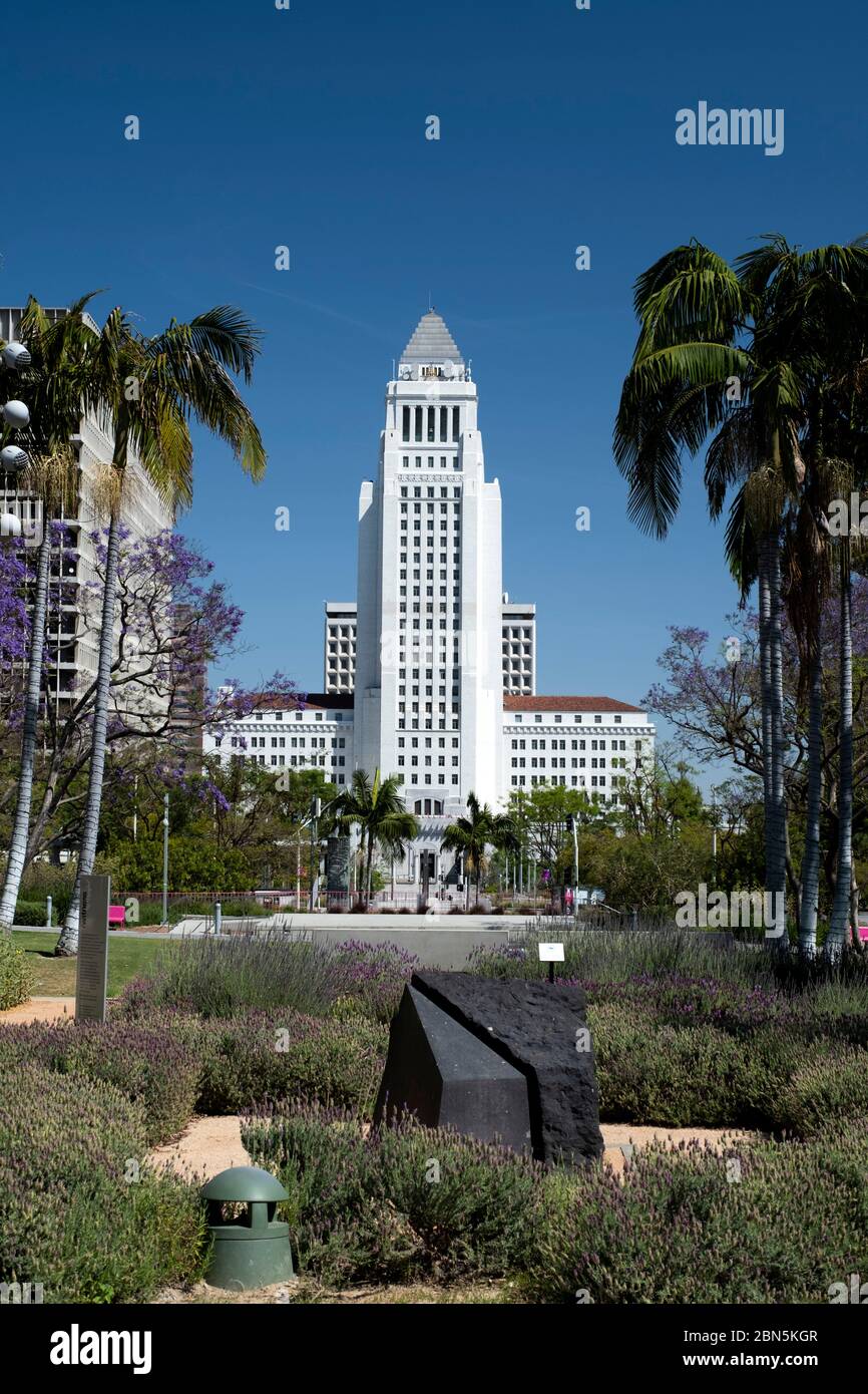 Torre del Municipio di Los Angeles in centro in una giornata di sole Foto Stock