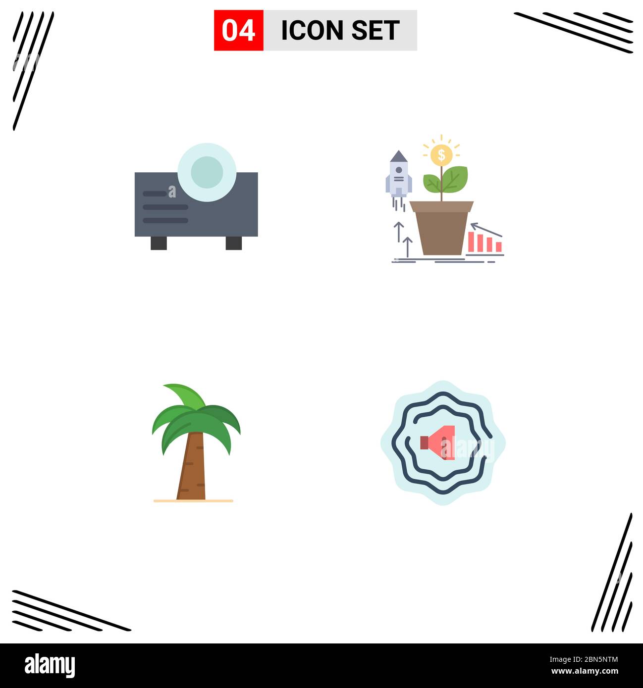 Pacchetto di 4 simboli e simboli di icone piatte moderne per i supporti di stampa Web, come dispositivi, globali, finanziari, denaro, elementi di progettazione vettoriale editabili indiani Illustrazione Vettoriale