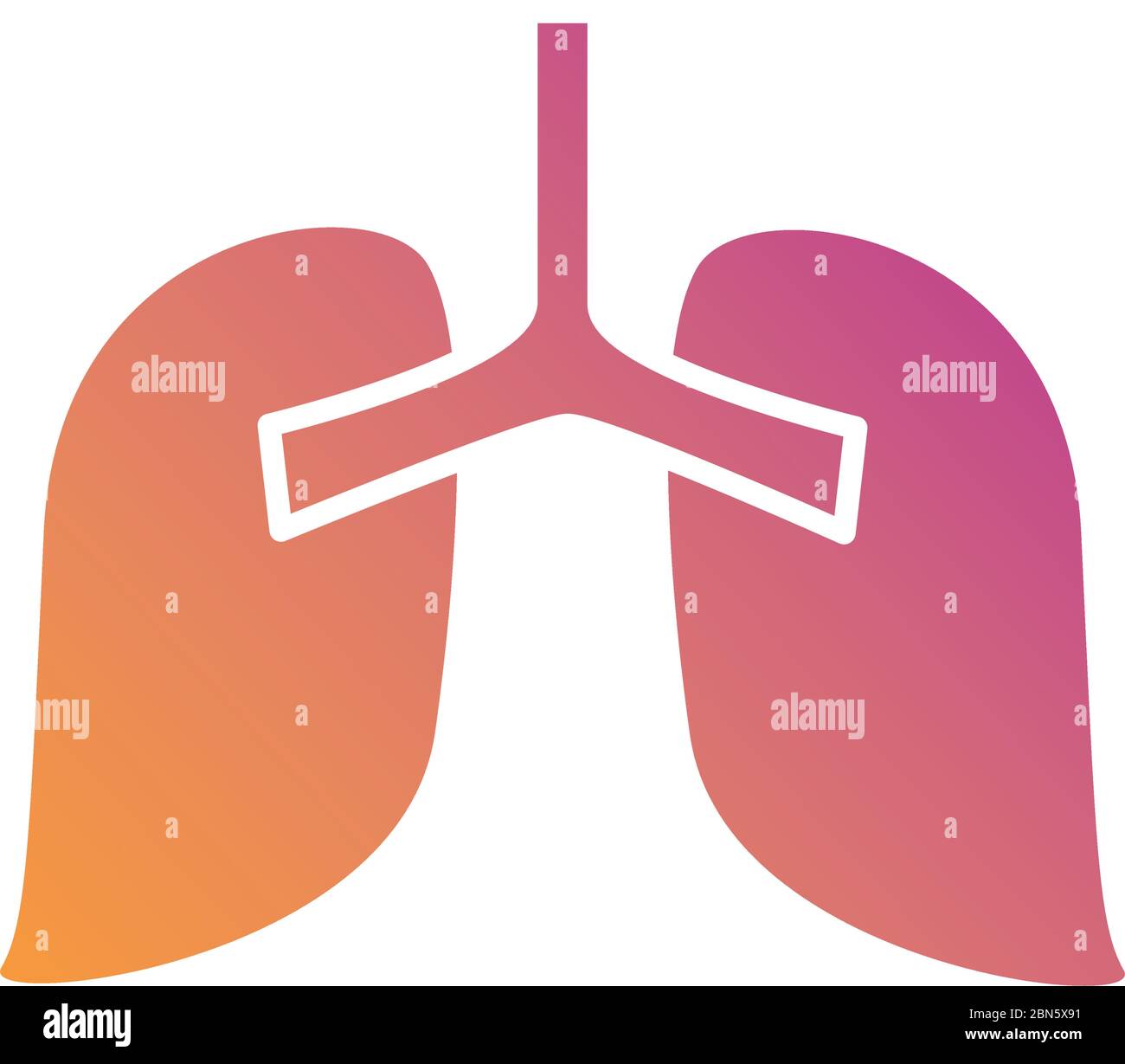 stile di silhouette del gradiente dell'organo umano dei polmoni Illustrazione Vettoriale
