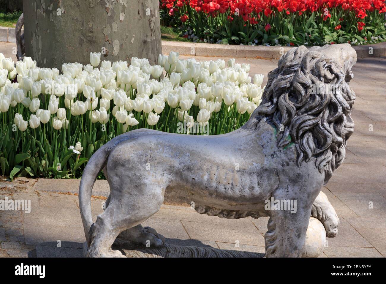 Statua del Leone, Gulhane Park, Istanbul, Turchia, Europa Foto Stock
