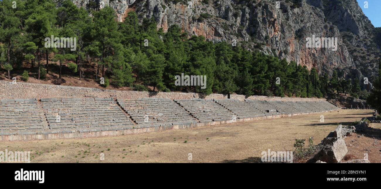 Lo stadio, Delphi, Grecia Foto Stock