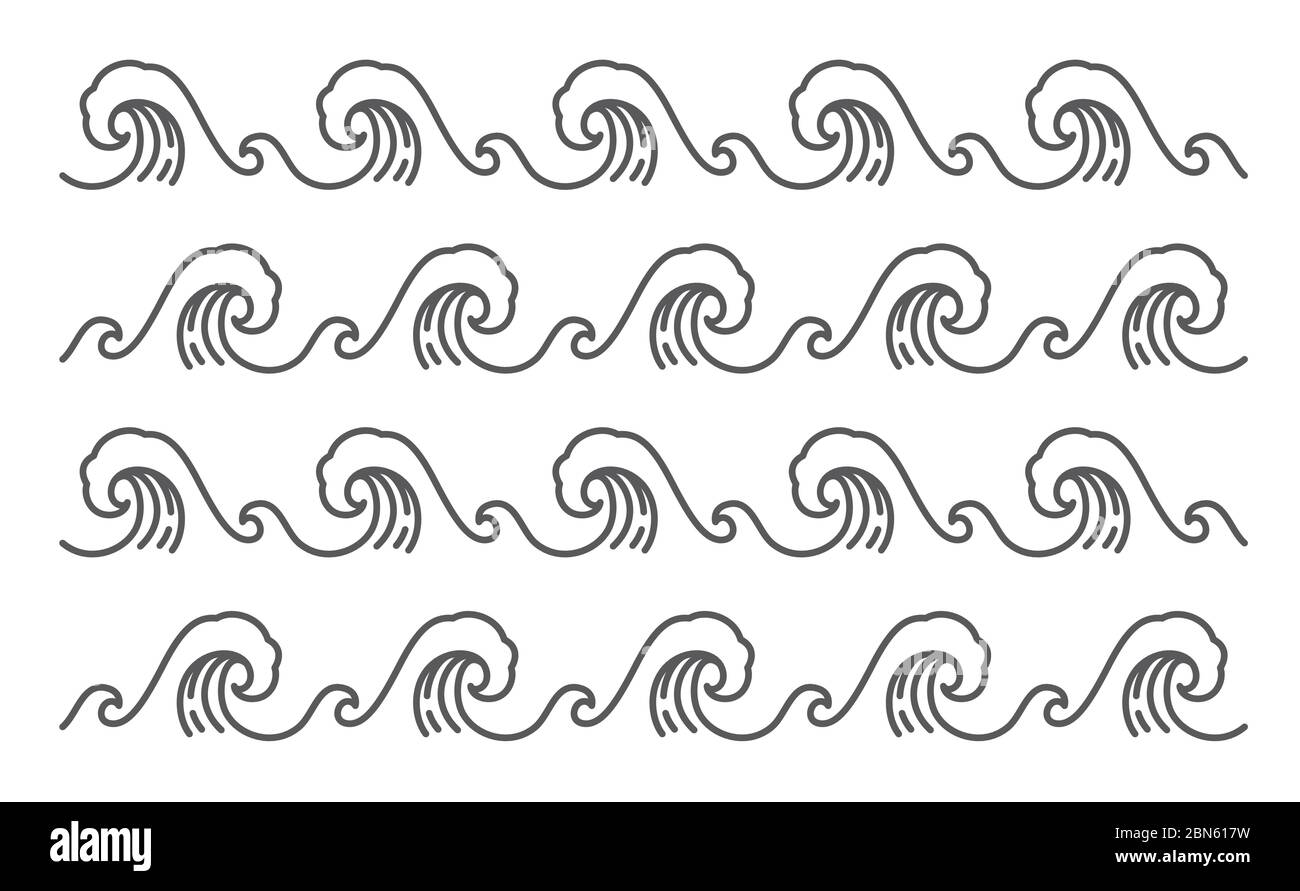 Vettore di disegno di onde di mare grande isolato su sfondo bianco. Modificabile. - vettore. Illustrazione Vettoriale