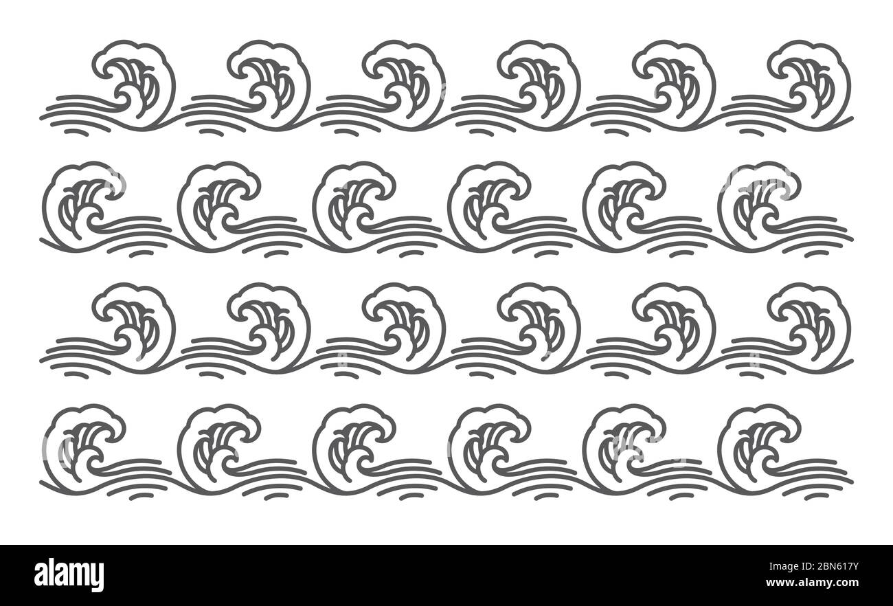 Vettore di disegno di onde di mare grande isolato su sfondo bianco. Modificabile. - vettore. Illustrazione Vettoriale