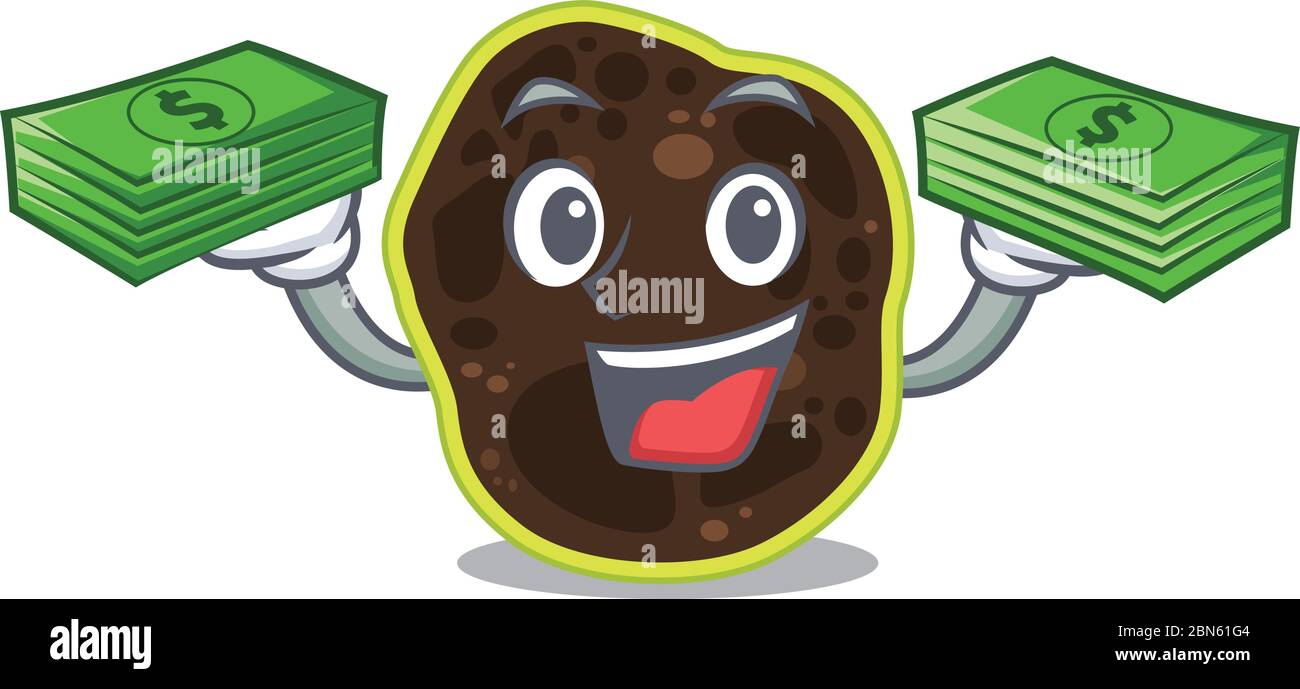 Un ricco firmicutes cartoon carattere con molti soldi Illustrazione Vettoriale