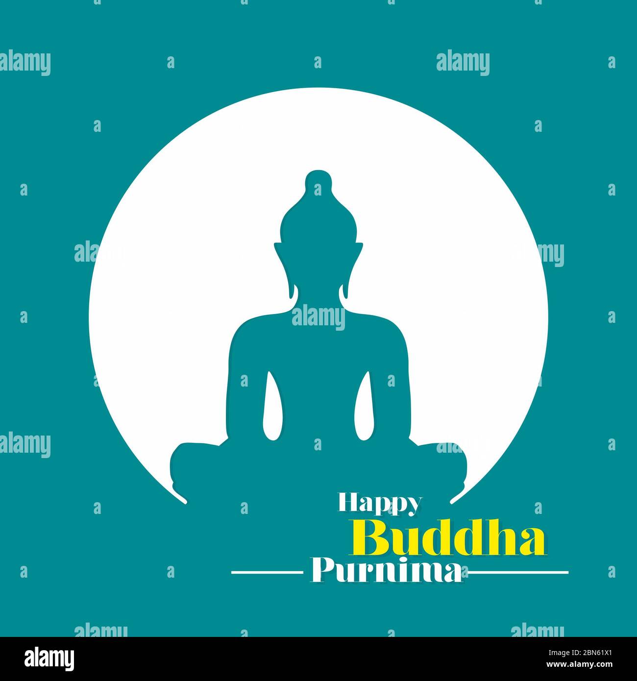 Bandiera di compleanno del Buddha del Signore - Calligraphy felice del Buddha di Purnima Foto Stock